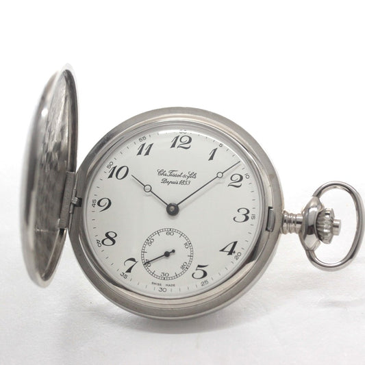 絶版モデルのティソ / TISSOT /シルバーカラー/アラビア数字/ハンター 懐中時計 /ヴィンテージ / tissot-1058