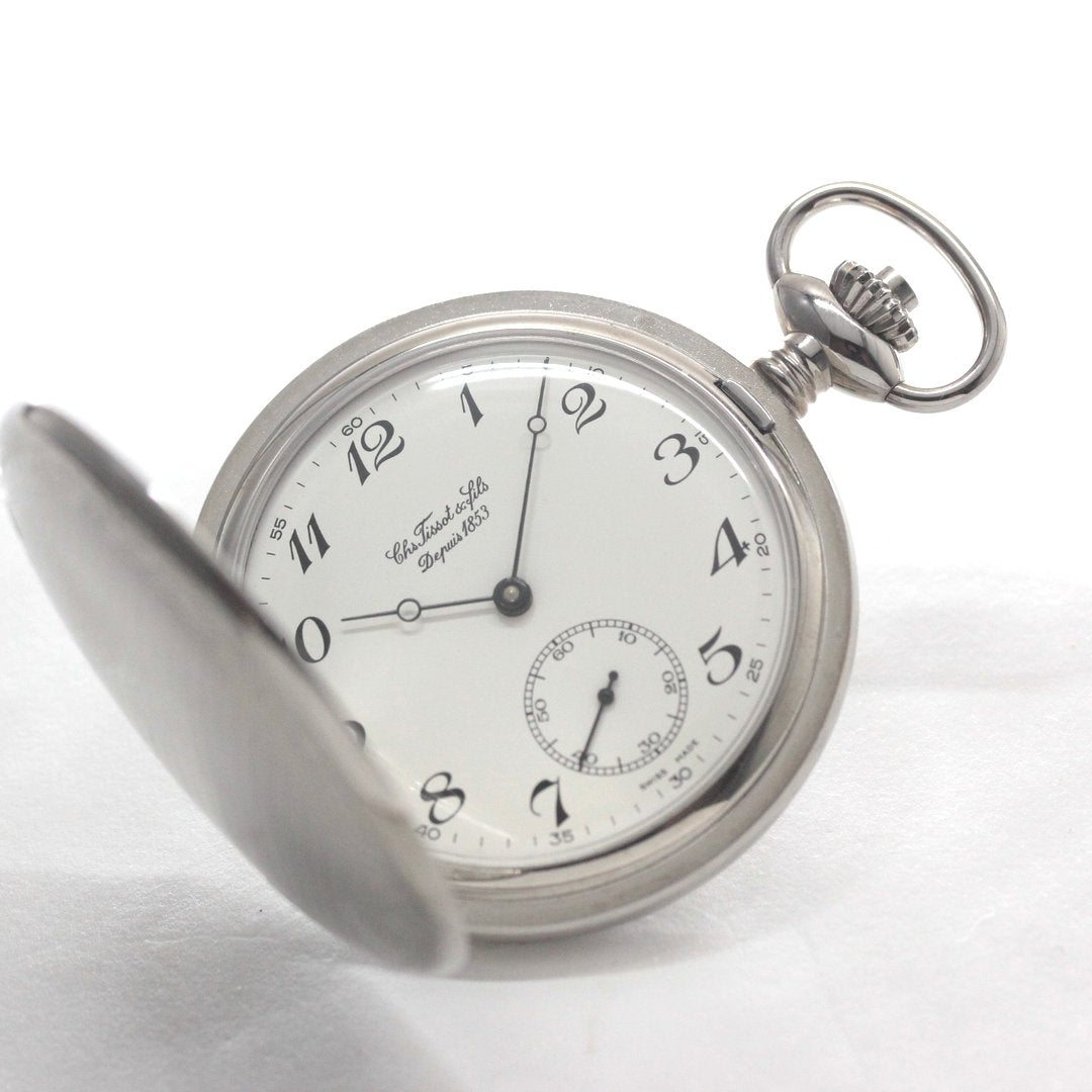 絶版モデルのティソ / TISSOT /シルバーカラー/アラビア数字/ハンター 懐中時計 /ヴィンテージ / tissot-1058