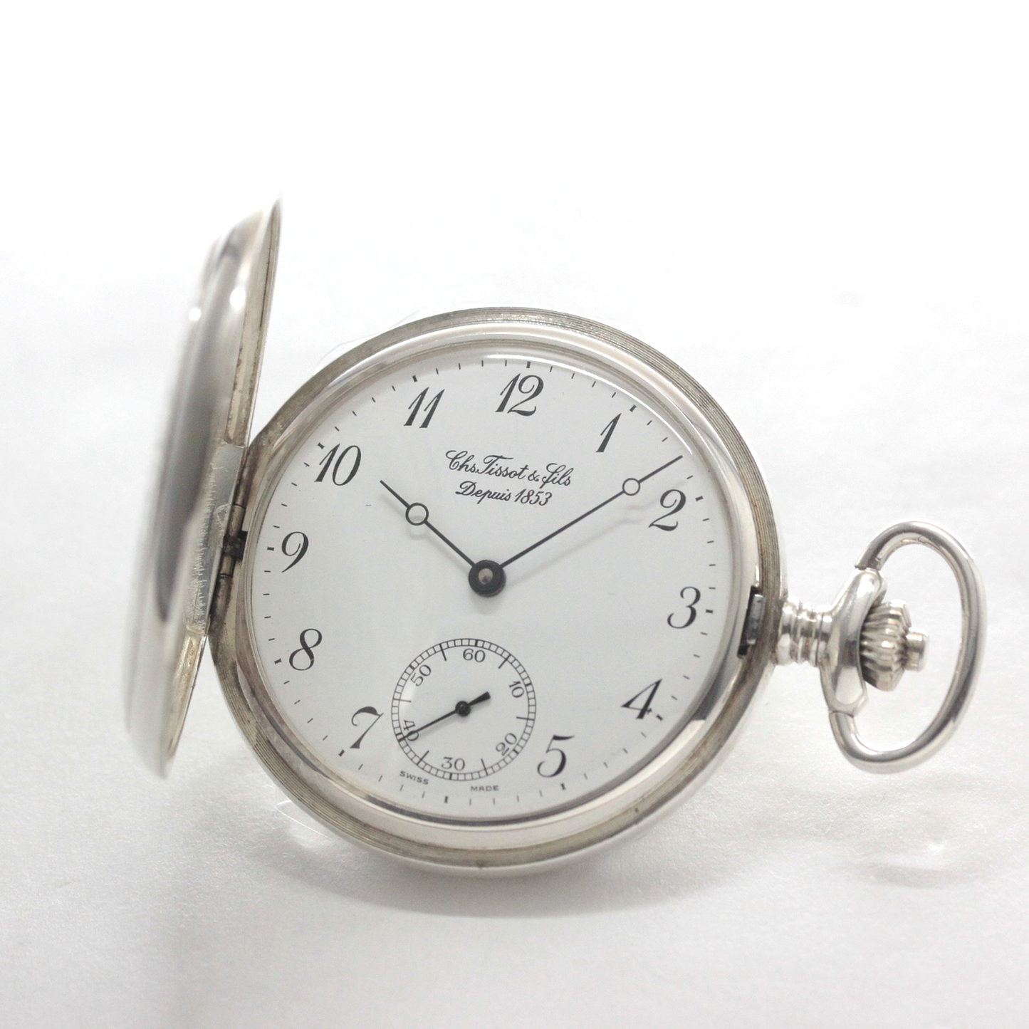 すでに絶版で製造されていない、ティソ銀無垢懐中時計