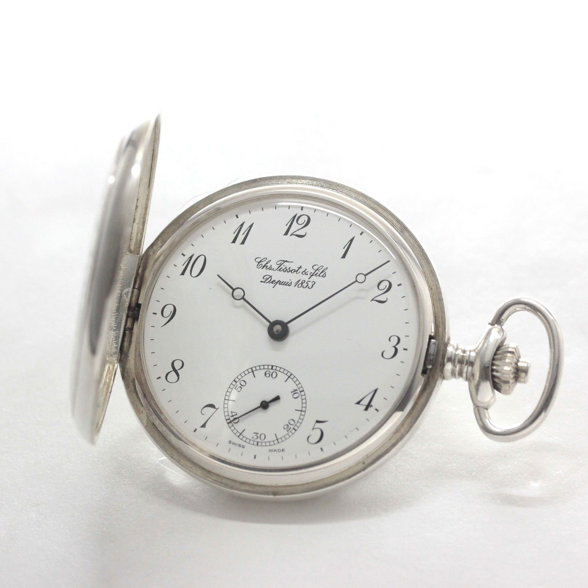 すでに絶版で製造されていない、ティソ銀無垢懐中時計