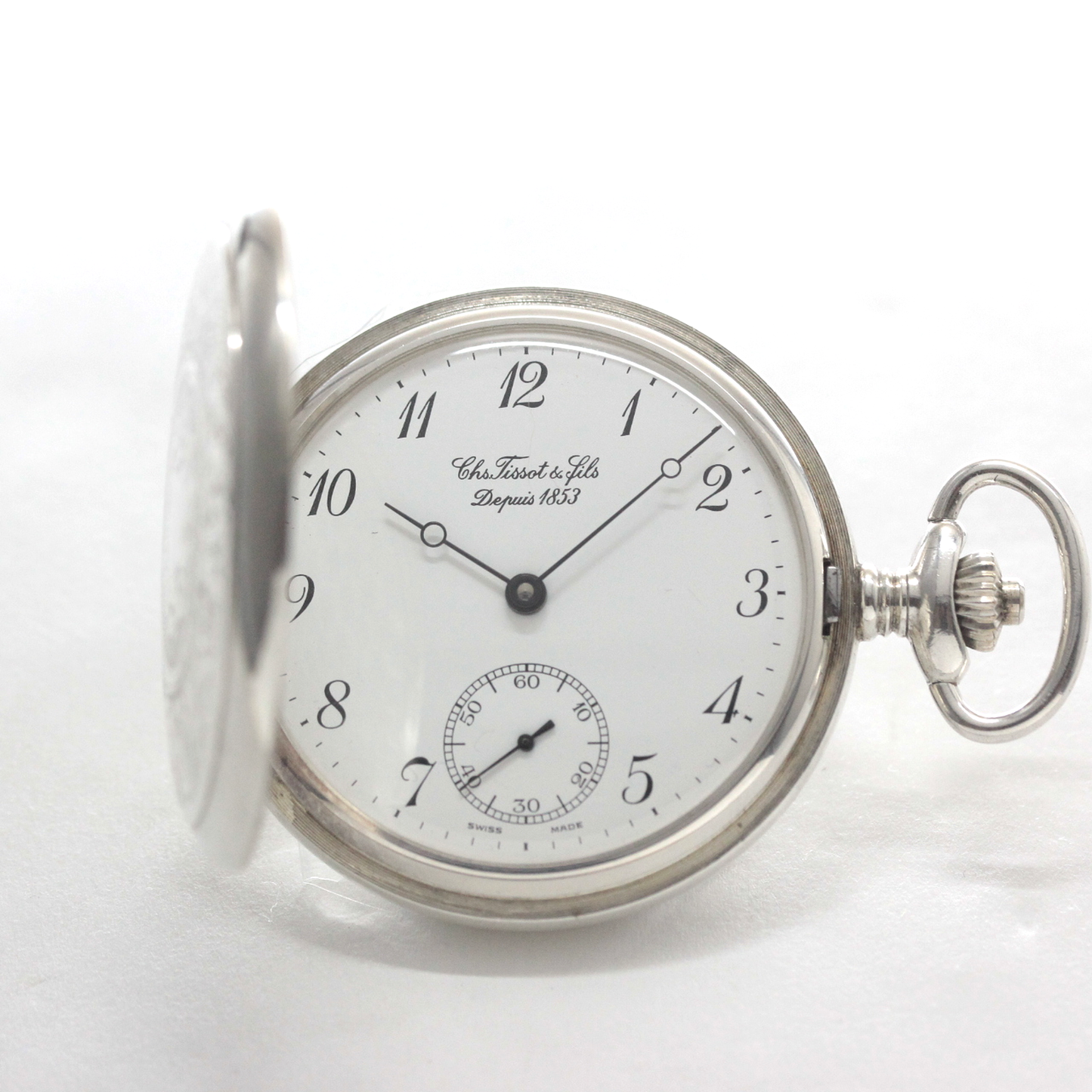 すでに絶版で製造されていない、ティソ銀無垢懐中時計