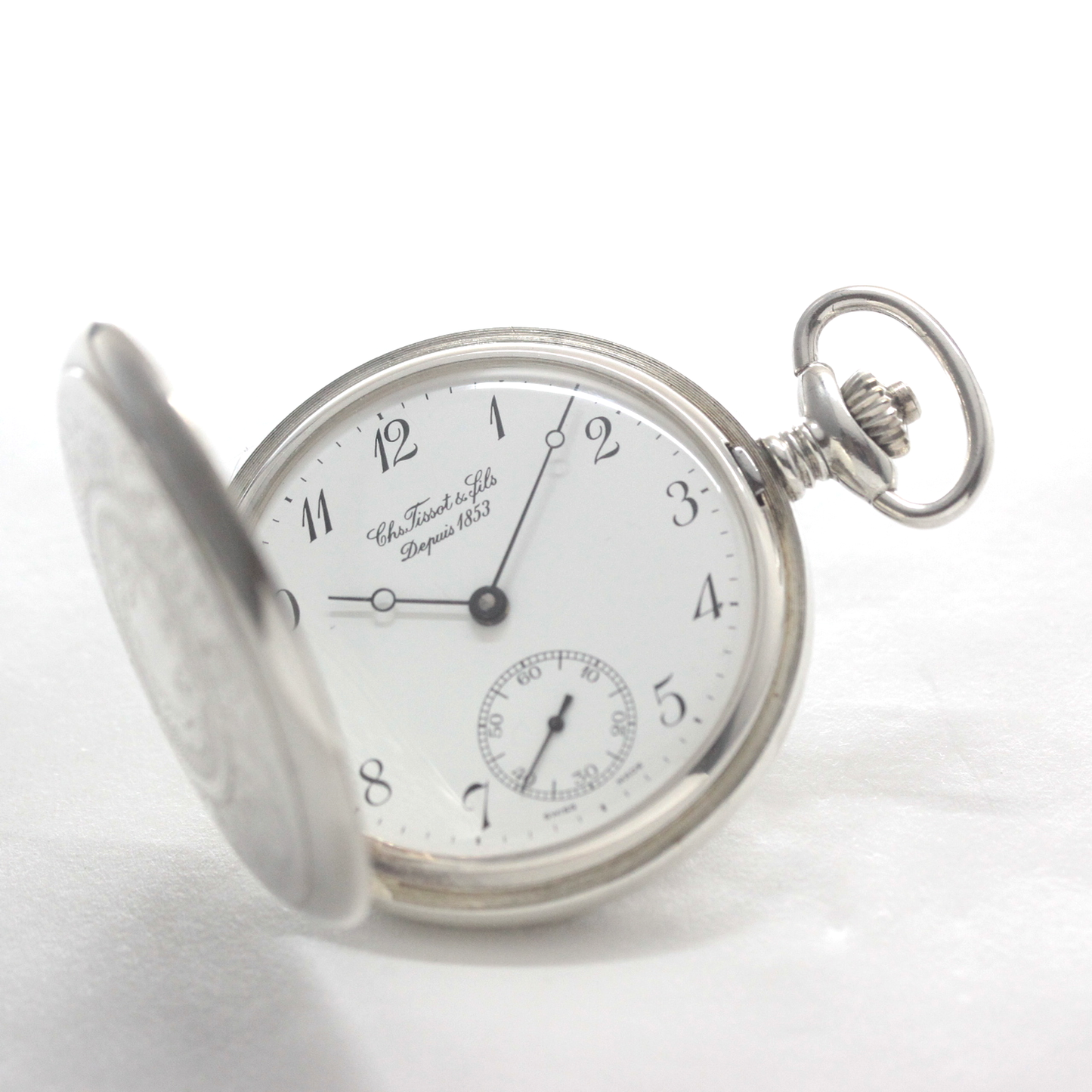 すでに絶版で製造されていない、ティソ銀無垢懐中時計