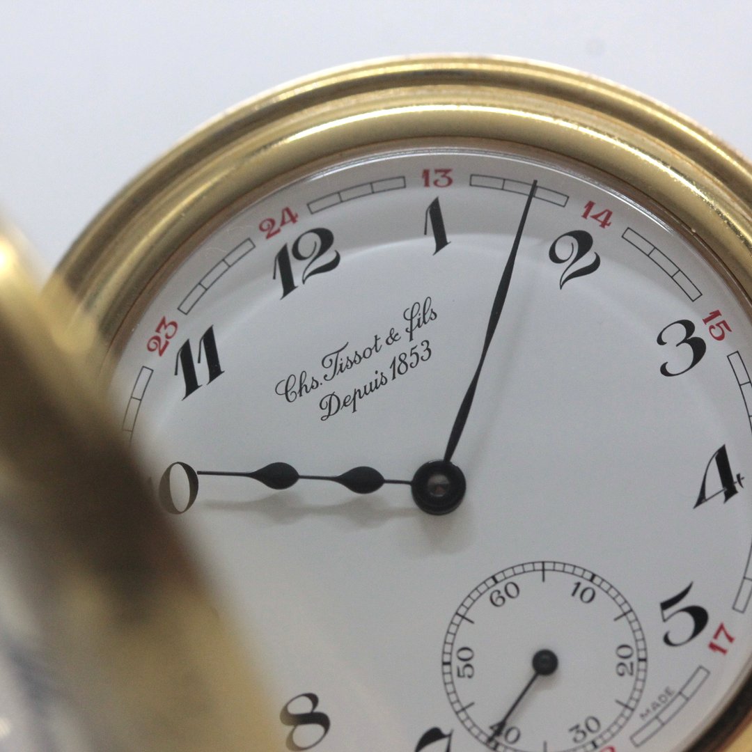 絶版モデルのティソ / TISSOT /ゴールドカラー/アラビア数字/ハーフハンター 懐中時計 /ヴィンテージ / tissot-1060