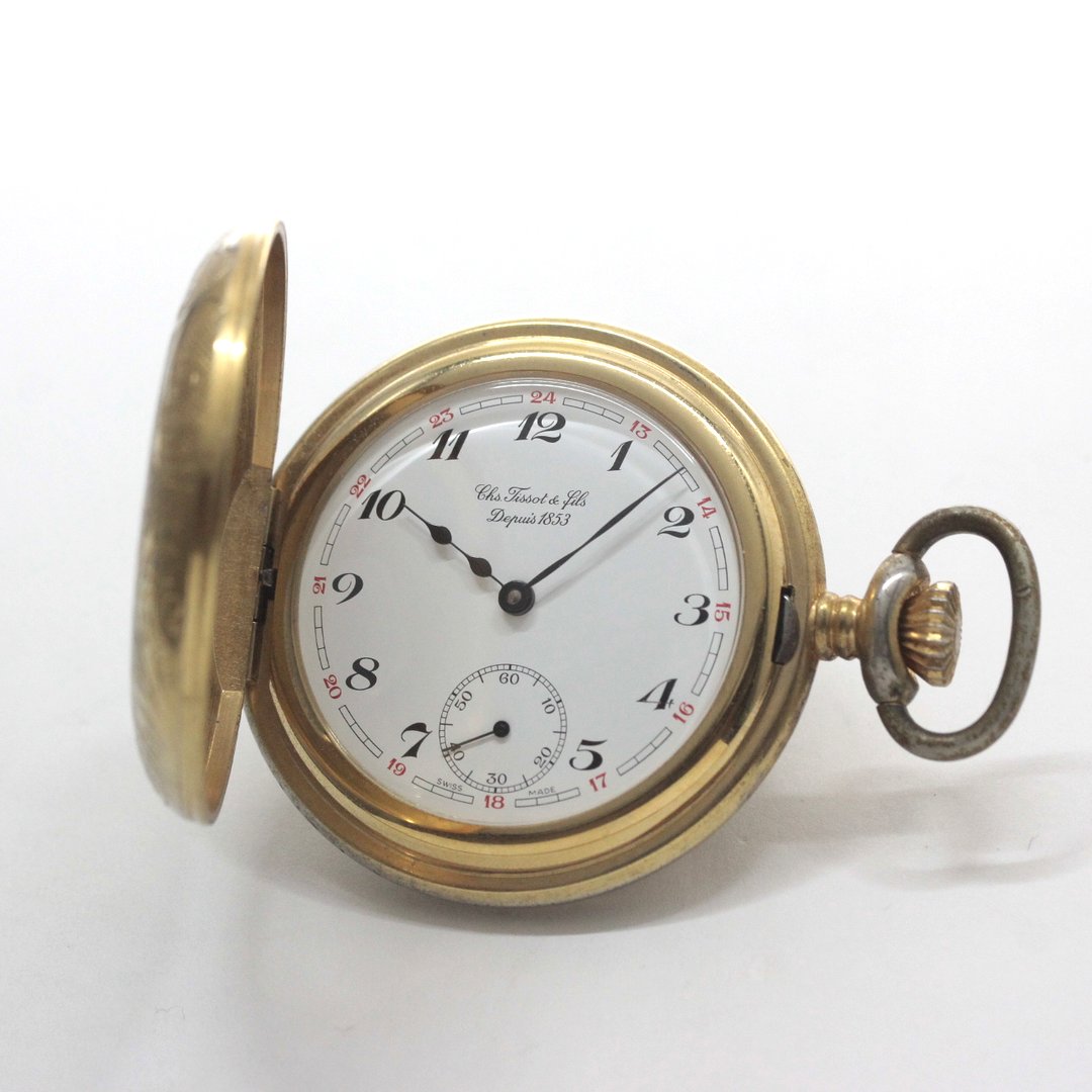 絶版モデルのティソ / TISSOT /ゴールドカラー/アラビア数字/ハーフハンター 懐中時計 /ヴィンテージ / tissot-1060