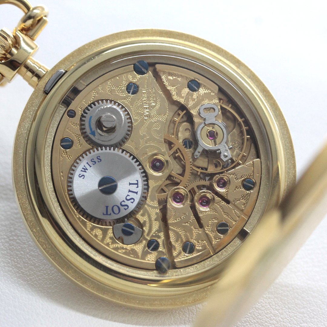 絶版モデルのティソ / TISSOT / 鍵巻き式懐中時計 /ゴールドカラー