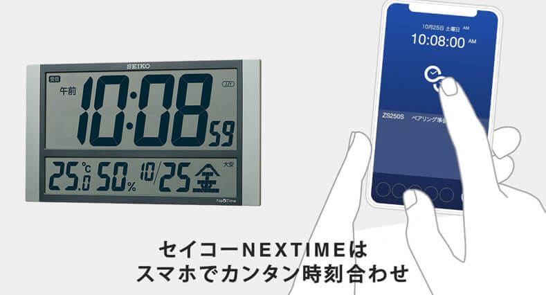 SEIKO セイコー ネクスタイム(液晶表示付)  電波 掛け置き兼用 デジタルクロック ZS450S