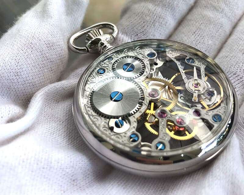SEIKO 懐中時計 15ジュエル　稼働中　超美品！ケース付！ JA-1189| セイコー ユニーク 15石 中三針 GPケース シースルー