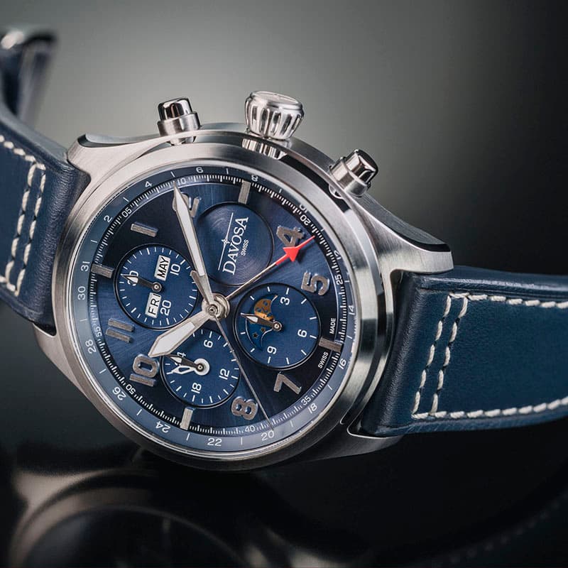 DAVOSA（ダボサ） ニュートンパイロット クロノグラフ 161.586.45 世界300本限定 ブルー 腕時計