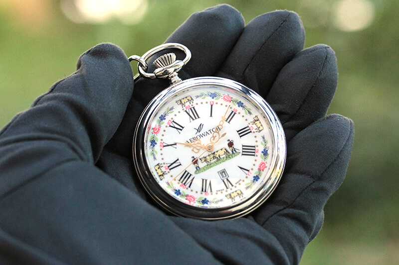 AERO Watch　アエロ ウォッチ 懐中時計 スイスアルプスをイメージした模様の文字盤