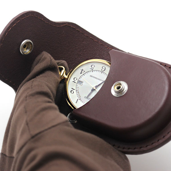 シチズン レグノ ソーラー電波懐中時計と正美堂オリジナル革ケース 