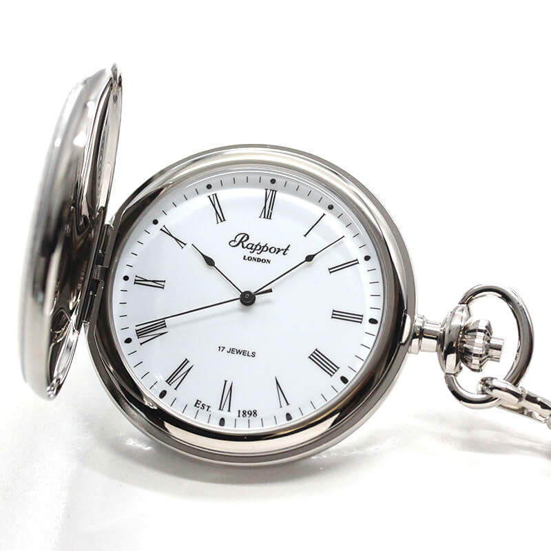 ラポート/Rapport/手巻き式 シルバーカラー シースルーバック 懐中時計 