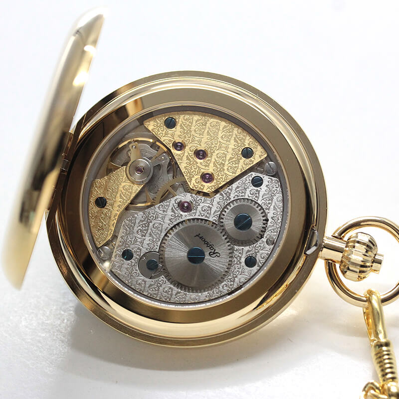 rapport(ラポート)　懐中時計 　両蓋　手巻き式懐中時計　pw60　シースルーバック　スケルトン