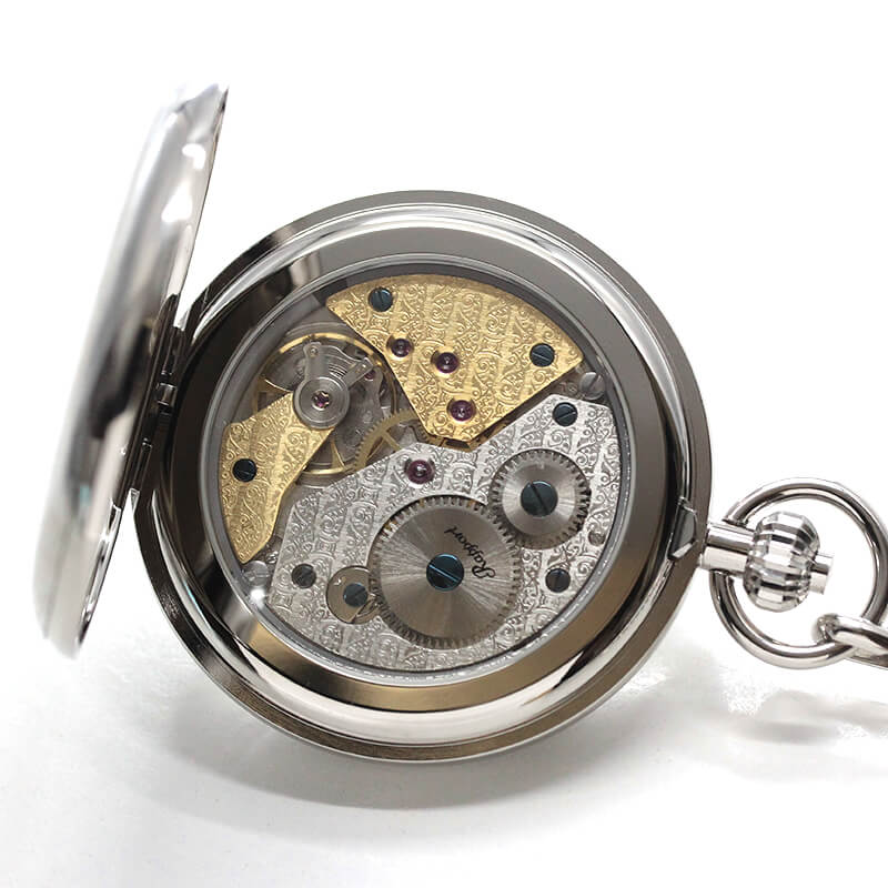 rapport(ラポート)　懐中時計 　両蓋　手巻き式懐中時計　pw61　シースルーバック　スケルトン