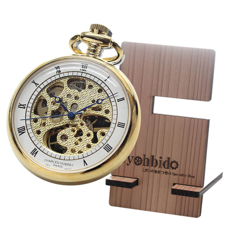 正美堂オリジナル　懐中時計 時計スタンド　セット　9835112-syohbido-woodstand