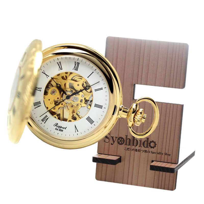 正美堂オリジナル　懐中時計 時計スタンド　セット　pw56-syohbido-woodstand