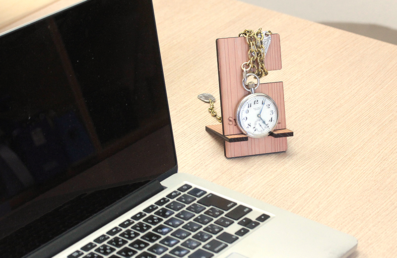 正美堂オリジナル　懐中時計 時計スタンド　セット　pw21-syohbido-woodstand
