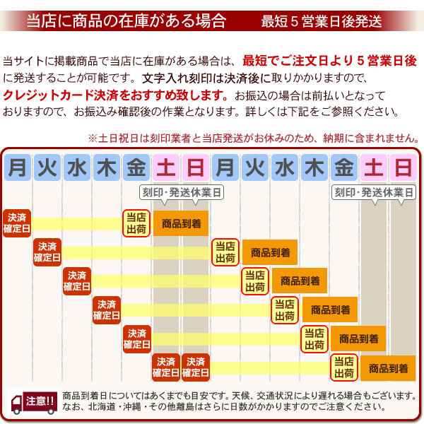 スピード刻印 営業日案内