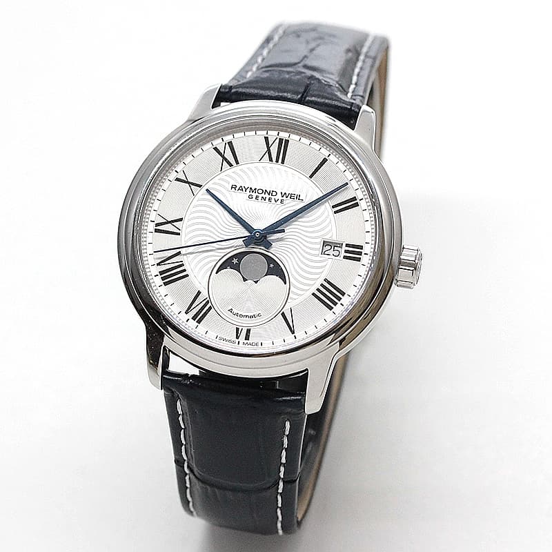 レイモンドウェイル マエストロ（MAESTRO)ムーンフェイズ 2239-STC-00659 ホワイト レザー 腕時計