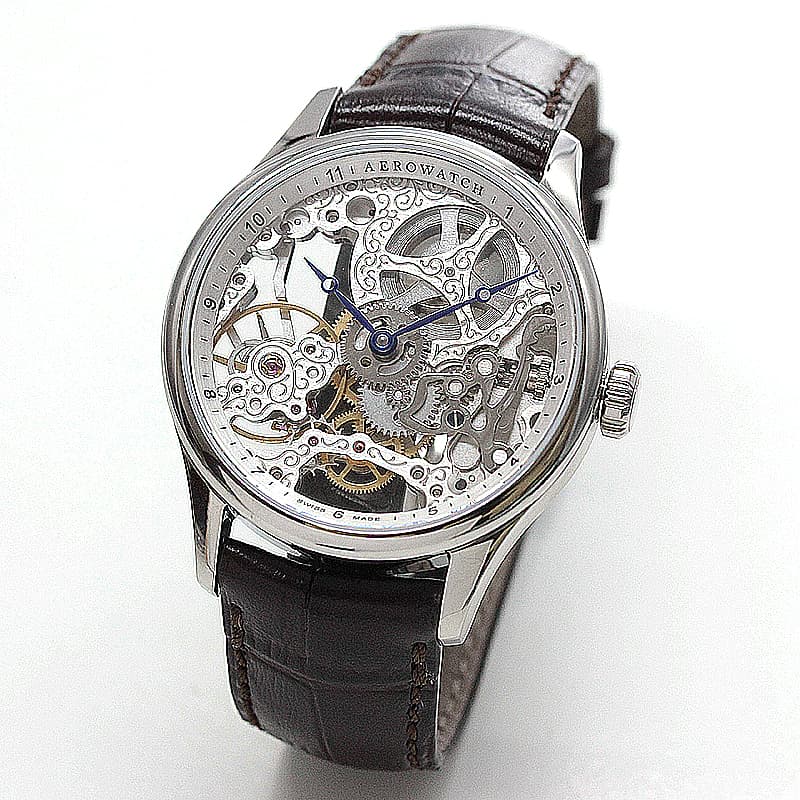 アエロ（AERO)/スケルトン/手巻き式/A57981AA01 シルバーカラー 腕時計
