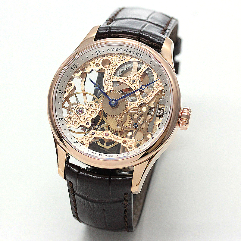 アエロ（AERO） /スケルトン/手巻き式/A57981R101 ピンクゴールド 腕時計