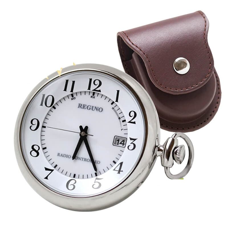 シチズン　レグノ ソーラー電波懐中時計と正美堂オリジナル革ケース(ブラウン)　セット KL791411-SP408F