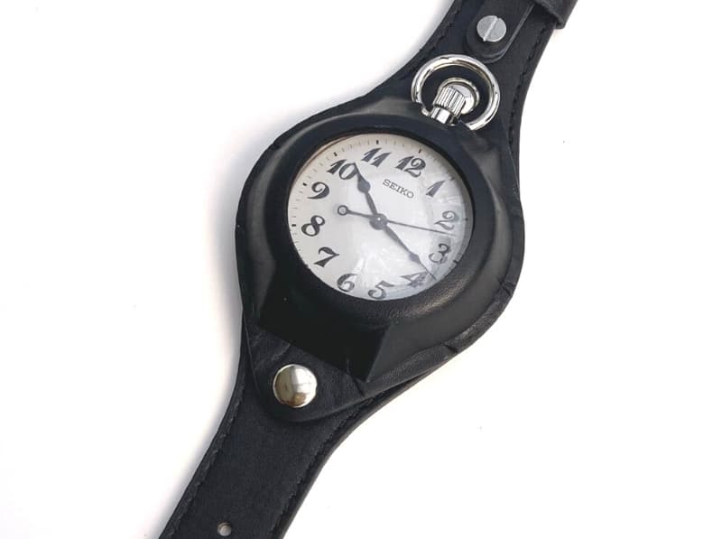 セイコー(SEIKO)鉄道時計と懐中時計用 腕時計レザーベルト ブラック 