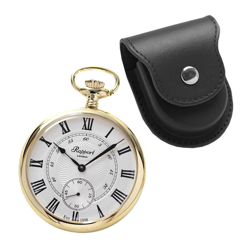 ラポート/Rapport/手巻き式/ゴールドカラー/PW22 懐中時計と懐中時計専用革ケースのセット