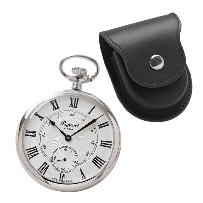 ラポート/Rapport/手巻き式/シルバーカラー/PW23 懐中時計と懐中時計専用革ケースのセット