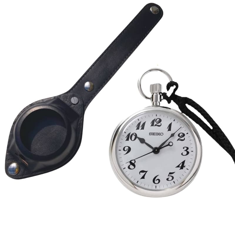 セイコー(SEIKO)鉄道時計と懐中時計用 つり提げベルト ブラック セット 懐中時計