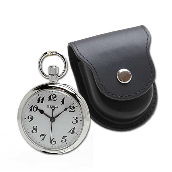 セイコー(SEIKO)鉄道時計と正美堂オリジナル革ケース(ブラック)　セット SVBR003-SP408F-BK／懐中時計