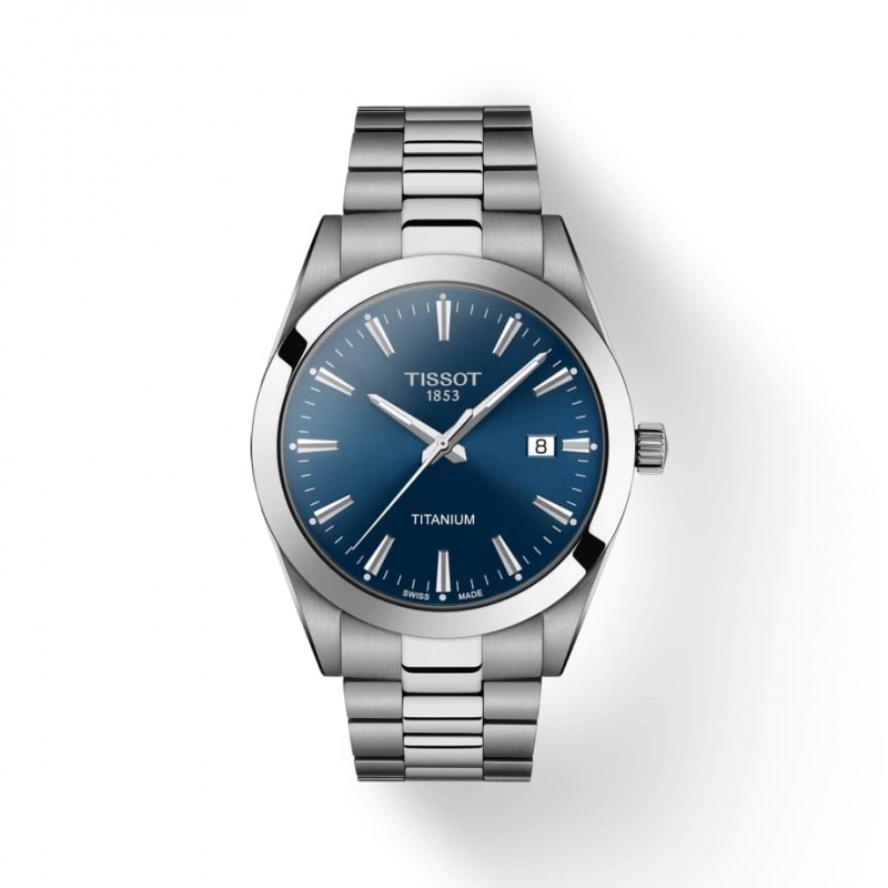 TISSOT(ティソ) Gentleman ジェントルマン クォーツ  チタン 腕時計 ブルー T127.410.11.051.00