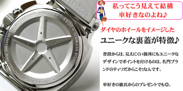 タイヤのホイールをイメージした裏蓋