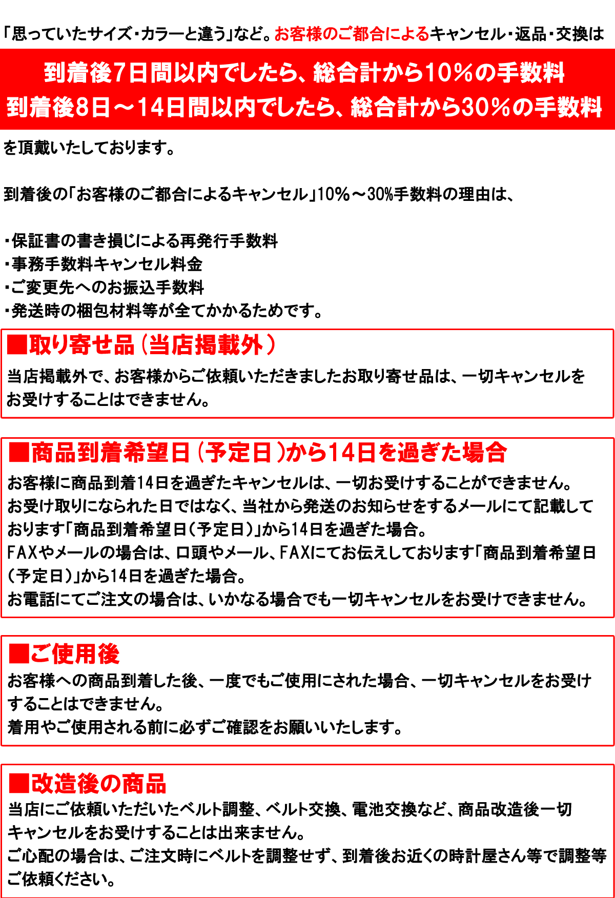 正美堂キャンセル手数料について