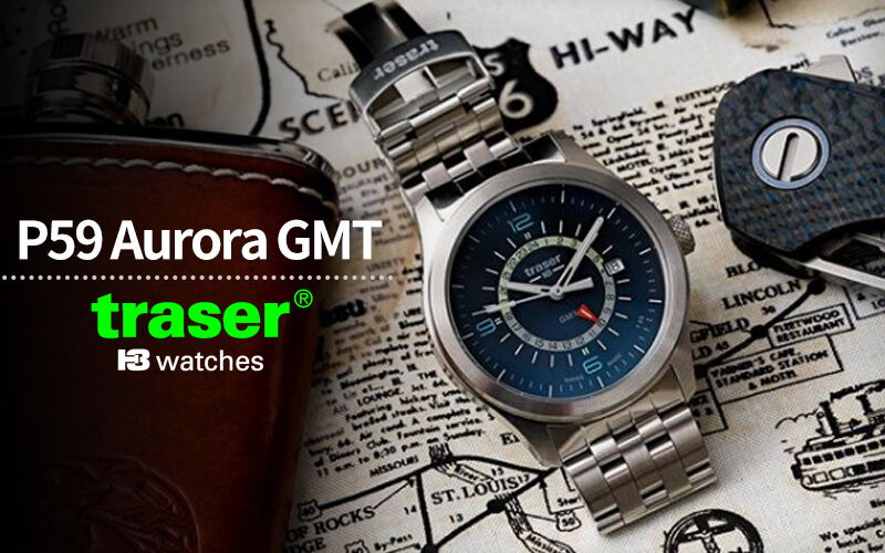 トレーサー traser ミリタリーウォッチ 自動巻き p59 aurora GMT オーロラ 腕時計