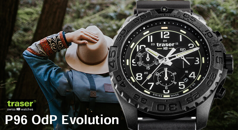 traser(トレーサー)　P96 OdPエボリューションクロノブラック　蓄光 トリガライト搭載の腕時計　ミリタリーウォッチ