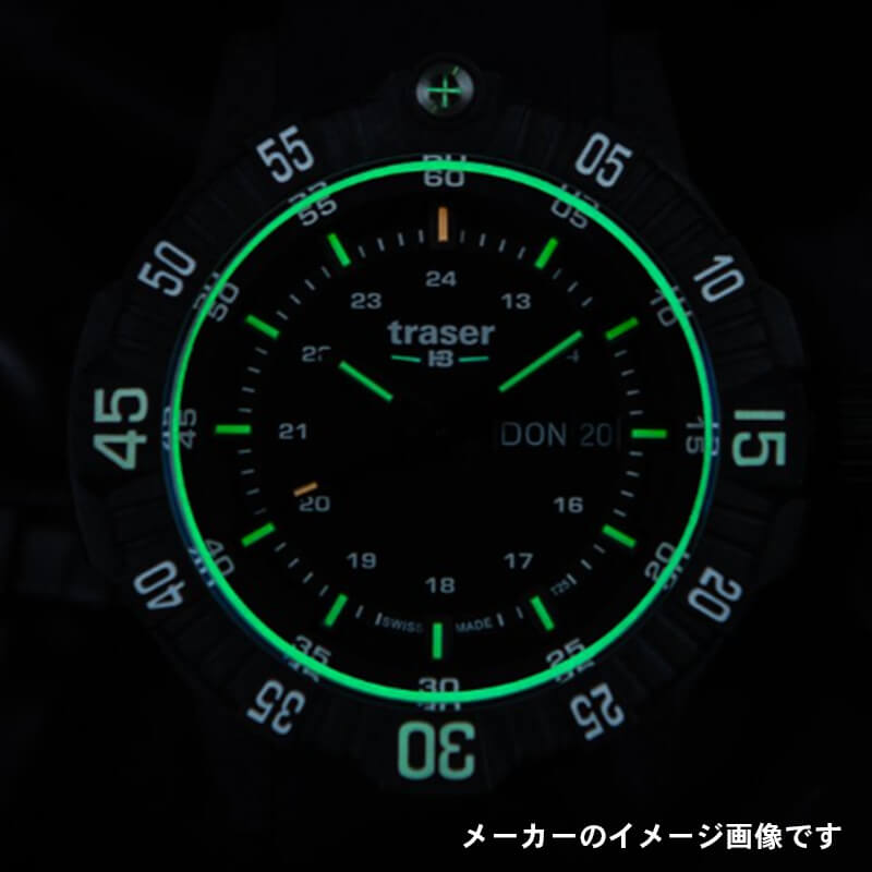 traser(トレーサー)　P99 Q Tactical(タクティカル)　蓄光 トリガライト搭載の腕時計　夜行のイメージ