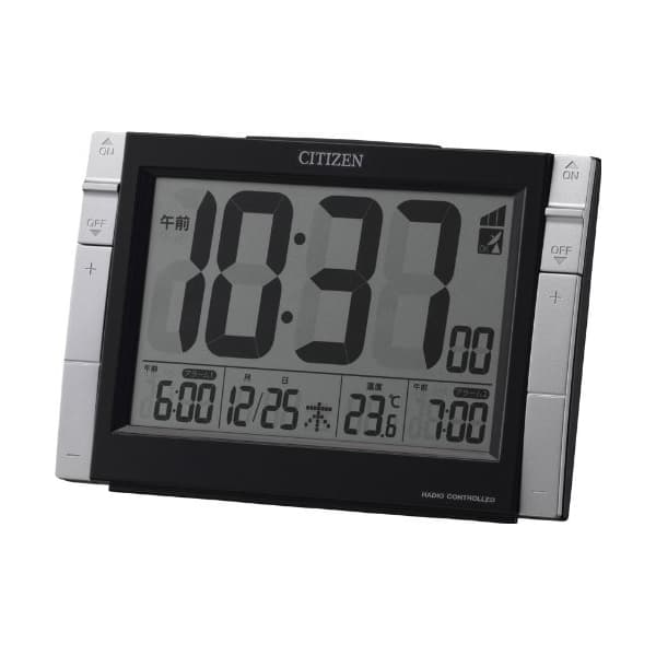 CITIZEN シチズン デジタル 電波 置き時計 パルデジットワイドDS 8RZ150002 黒