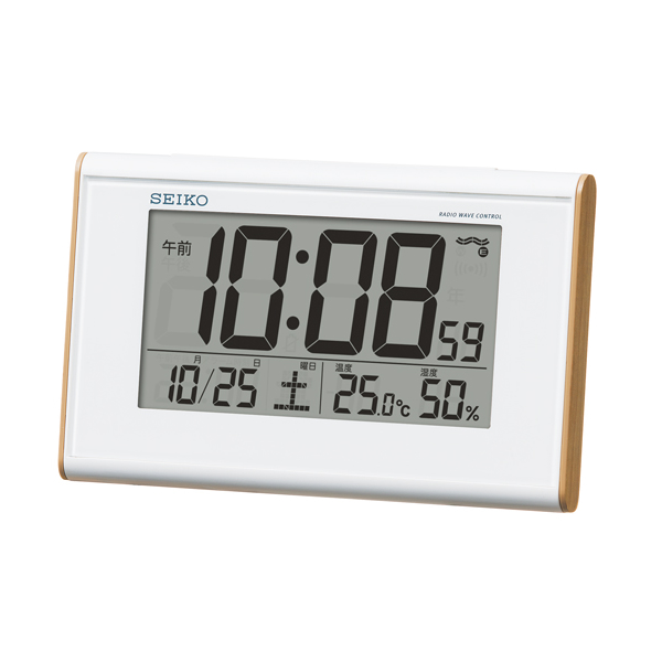 セイコー（SEIKO）温湿度表示デジタル電波クロック目覚まし時計/SQ771B